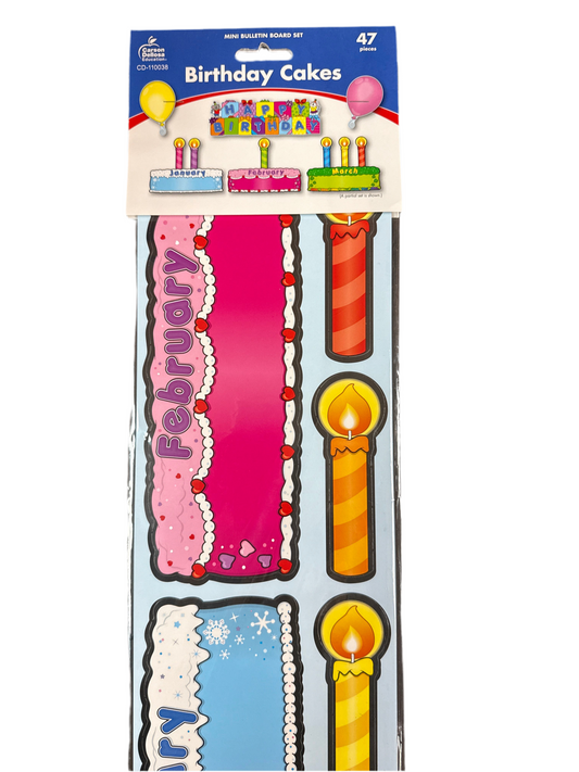 BIRTHDAY CAKES MINI BULLETIN BOARD SET 41PCS