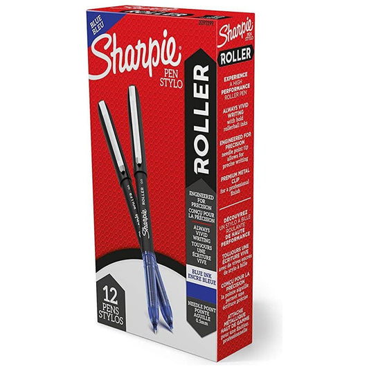 SHARPIE 0.5MM ROLLER 12CT BLUE BOX