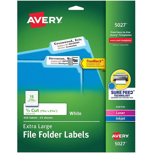 AV FILE FOLDER LABEL WHITE X-LARGE (PQ.450)