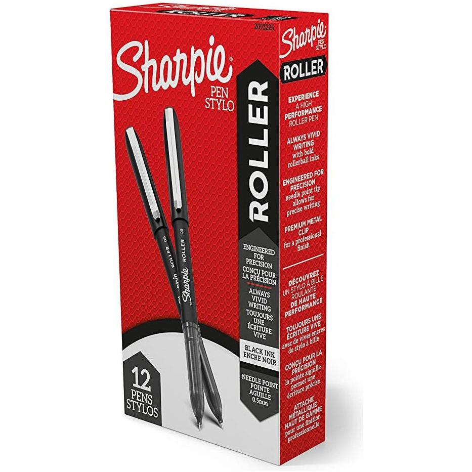 SHARPIE 0.5MM ROLLER 12CT BLACK BOX