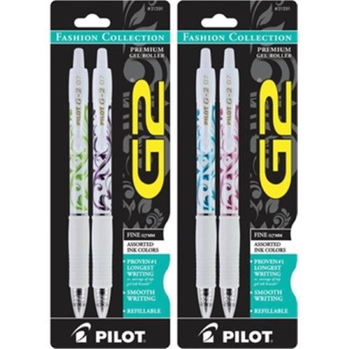 G2 FASHION FINE WHITE BARREL ASSORTED INK PQ.2