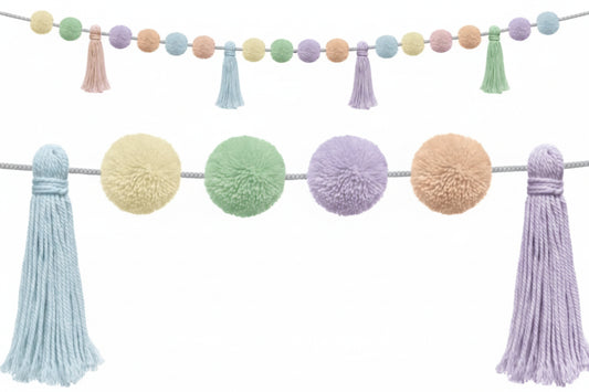 Pastel Pop Pom-Poms and Tassels Garland