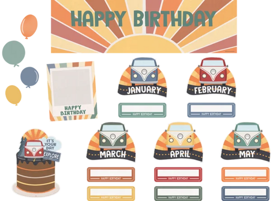 MOVING MOUNTAINS ROAD TRIP HAPPY BIRTHDAY MINI BULLETIN SET 52 PCS