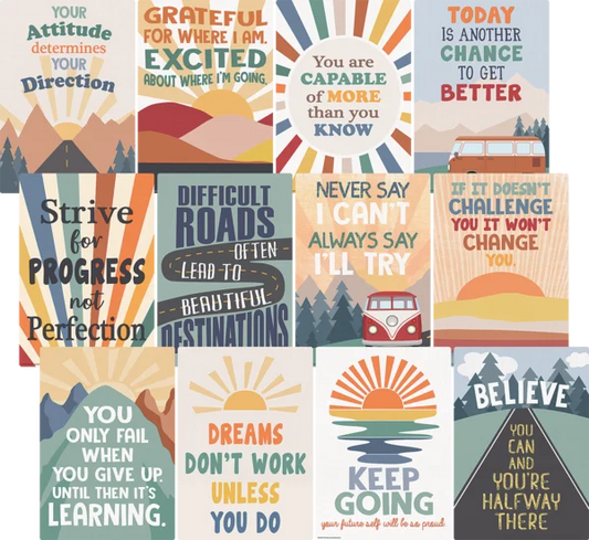 MOVING MOUNTAINS ROAD TRIP POSITIVE SAYINGS SMALL 12 PCS