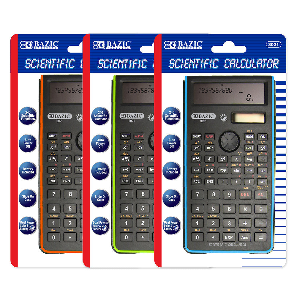 SCIENTIFIC CALCULATOR ASST COLORS 240 FUNCTION