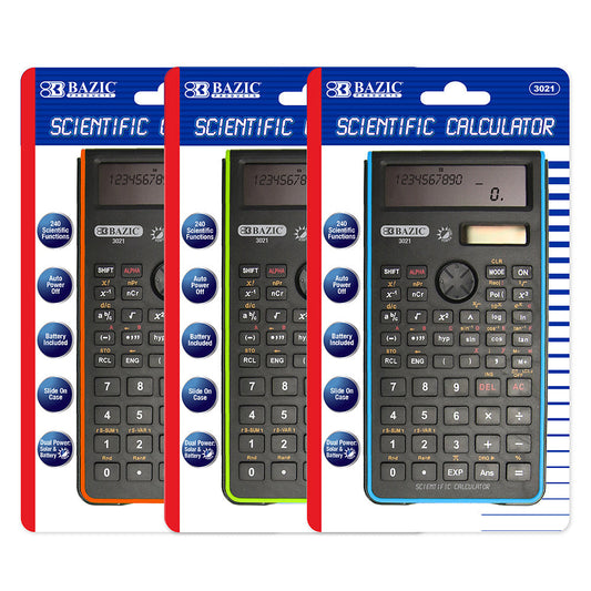 SCIENTIFIC CALCULATOR ASST COLORS 240 FUNCTION