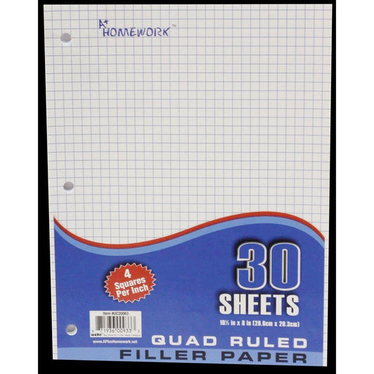 FILLER PAPER QUAD RULED 30 HOJAS