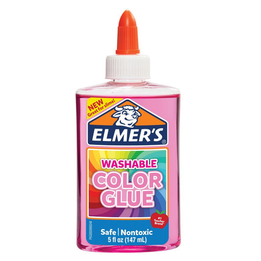 TRANSPARENT WASHABLE COLOR GLUE PINK 5OZ