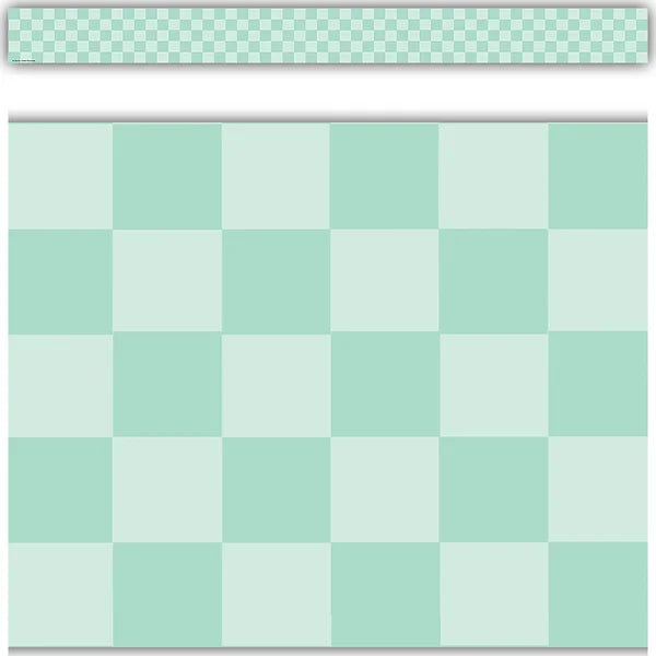 COOL FOR SCHOOL GREEN CHECKERS STRAIGHT BORDER TRI