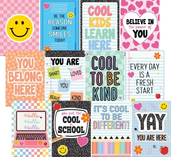 COOL FOR SCHOOL POSITIVE SAYINGS SMALL POSTER PACK