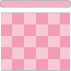 COOL FOR SCHOOL PINK CHECKERS STRAIGHT BORDER TRIM