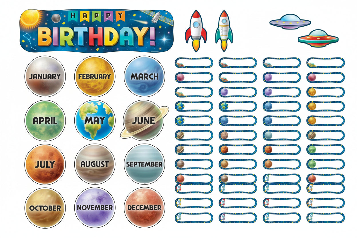 Outer Space Crew Happy Birthday Mini Bulletin Board