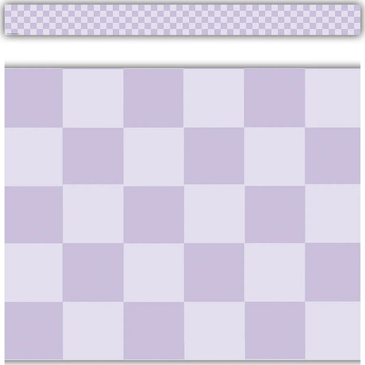 Cool for School Purple Checkers Straight Border Trim