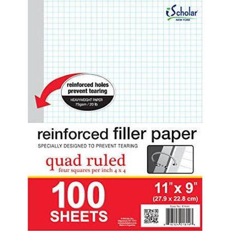 REINFORCED QUAD PAPER 100 HOJAS