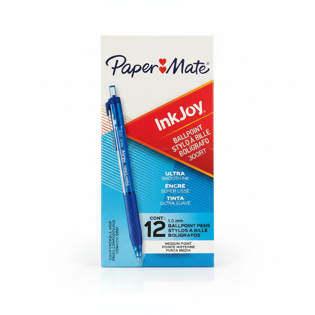Paper Mate InkJoy 300RT Retractable Ballpoint Pens 1.0 mm Medium Blue Cj. 12