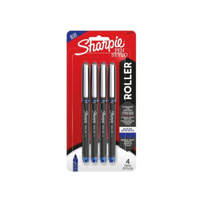 SHARPIE 0.5MM ROLLER 4CT BLUE