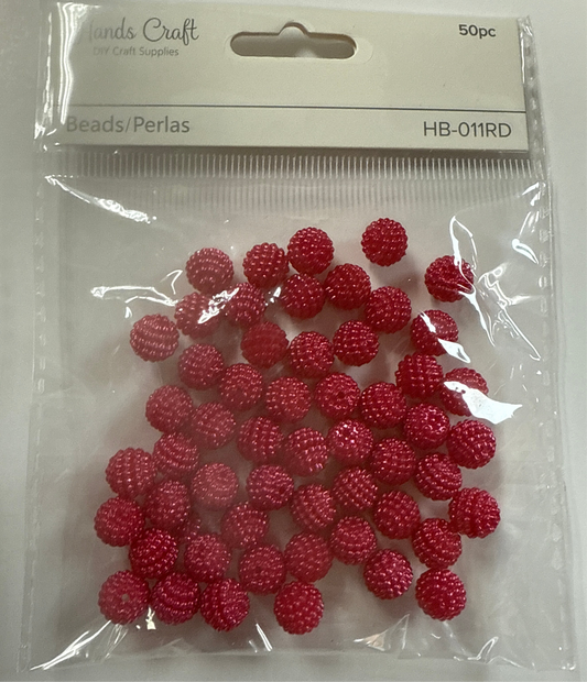 SMALL POPPY BEADS RED 13MM 50 PC