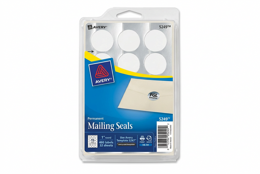 Mailing Seals Round 1" Silver - JA Riollano