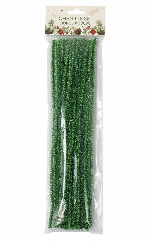 Green Glitter Chenille | 30 pcs