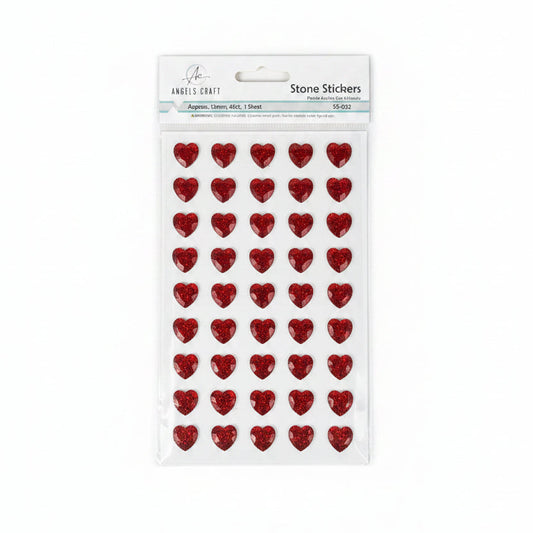 SUGAR STONE STICKERS RED HEART 45CT