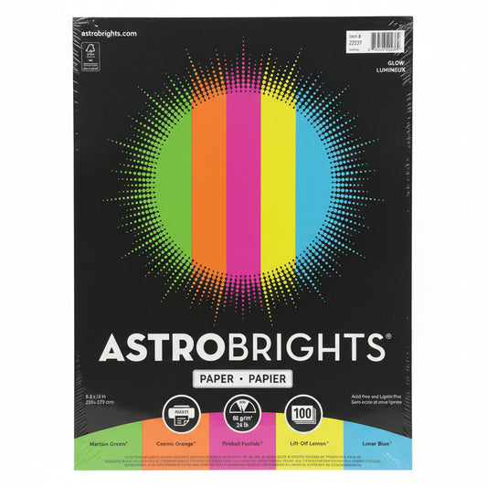 Neon | 8.5" X 11"| Asst Paper | Pqt.100 | Astrobrights | 24lb