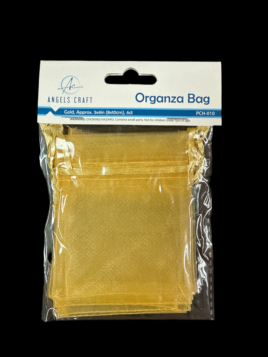 6CT. ORGANZA BAG-GOLD, APPOX. 3X4IN