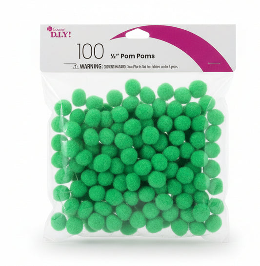 COUSIN DIY POM-POMS | 100PKG | Green | 1/2 "