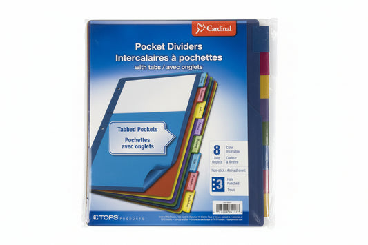 Plastic Pocket Index Divider | 8 Tab | Casst | Letter