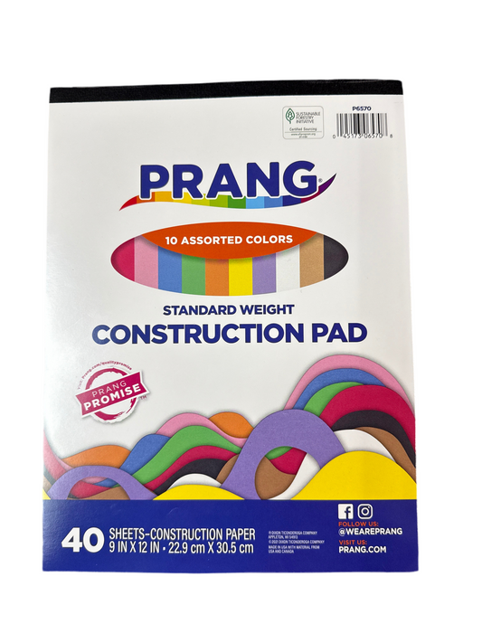 Construction Paper Asst. 9”x 12” 40 Hojas