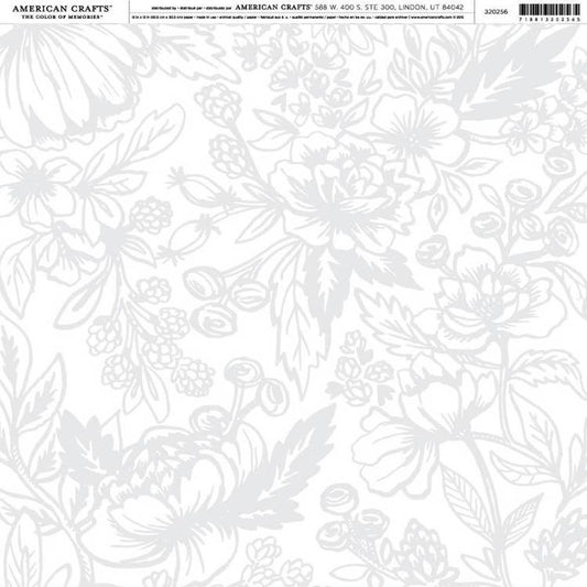 PATTERNED PAPER GREY AND WHITE FLORAL 12X12