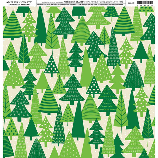 PATTERNED PAPER EVERGREENS SINGLE 12X12