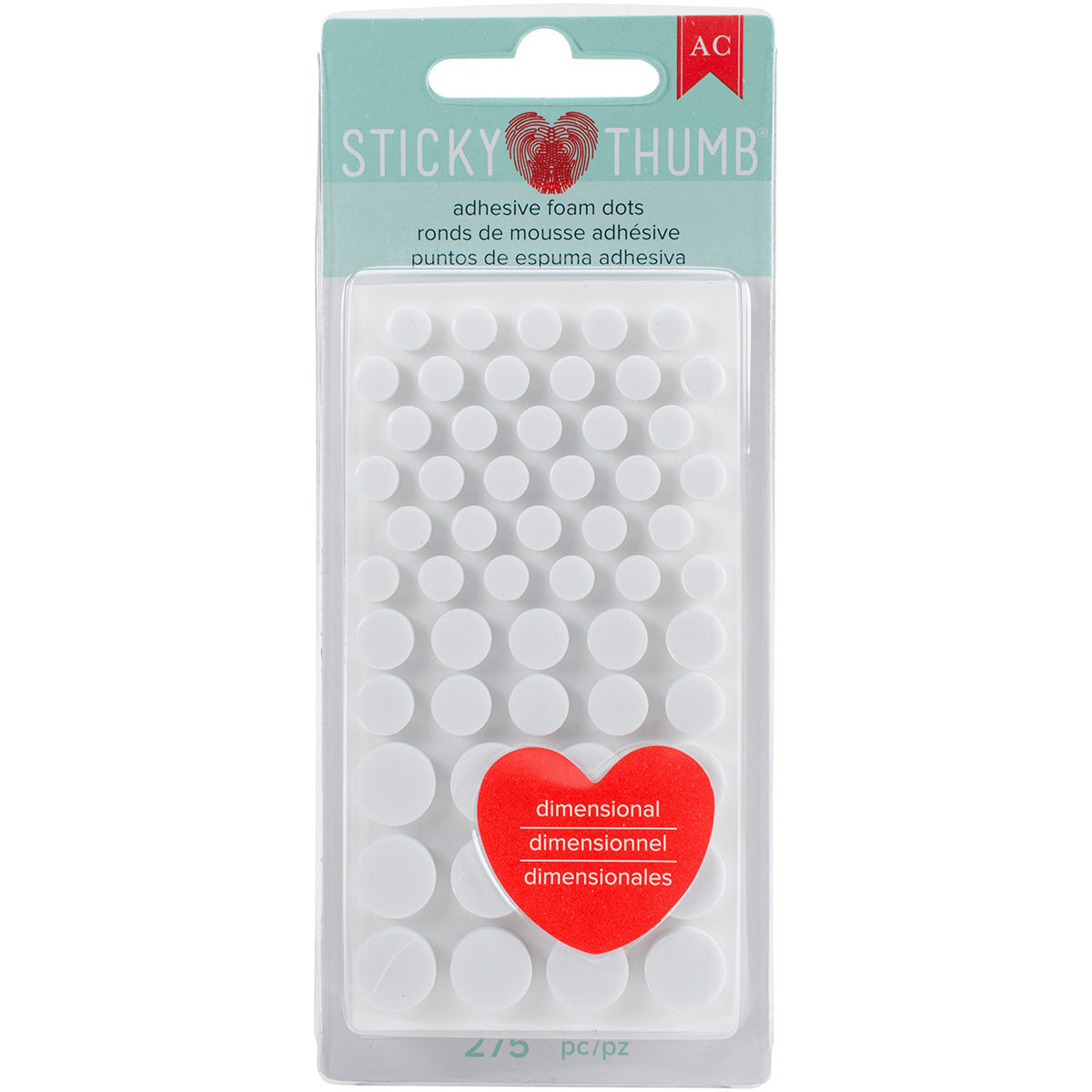 DIMENSIONAL ADHESIVE FOAM WHITE DOTS 275PCS