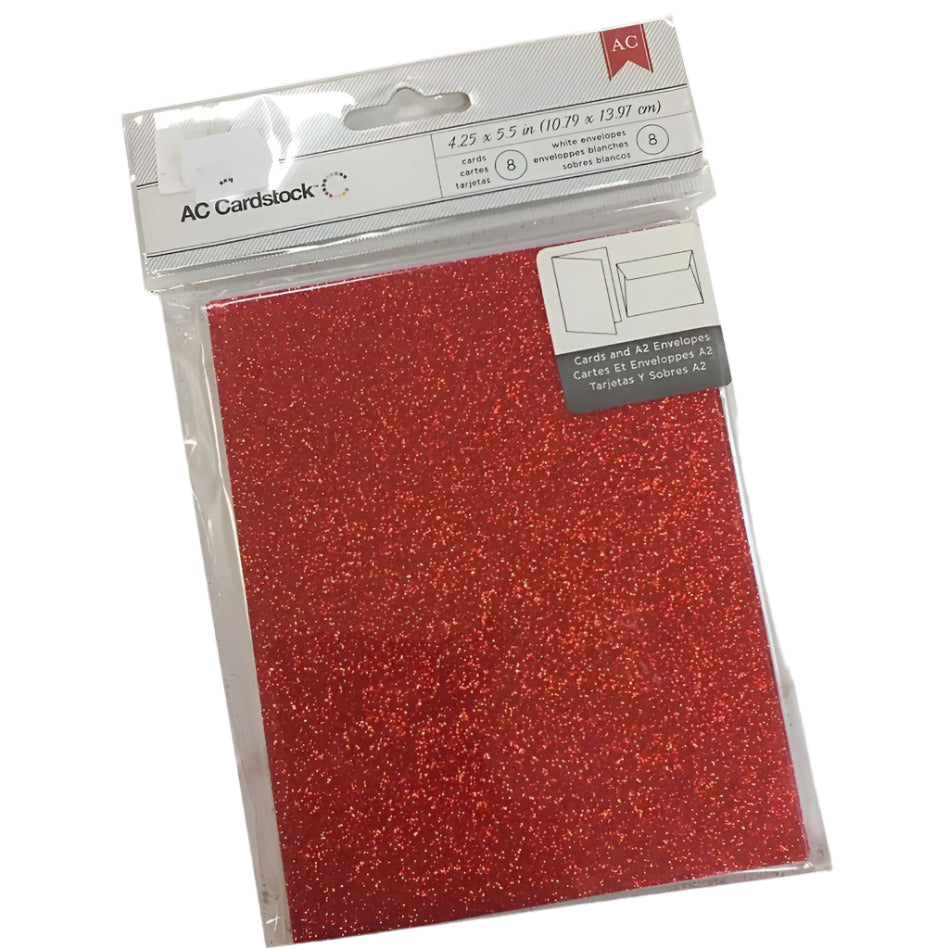 CARDS AND ENVELOPES A7 GLITTER SCARLET 4.25X5.5IN