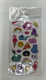 21 ct poxy Stickers, Retro Vibes Cute Pop cons, Raised Outline W/ Iridescent Accents, Sheet Size: 6.8" x 3.7”