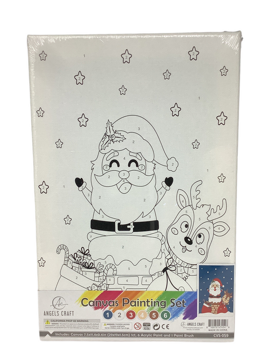 CANVAS PAINT SET- PAINT BY COLOR - SANTA/CHIMNEY