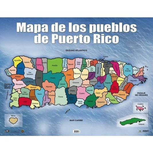 CARTEL MAPA DE LOS PUEBLOS DE PR