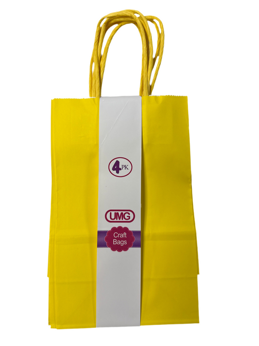CRAFT BAG SMALL 13X8X21CM YELLOW 4PC