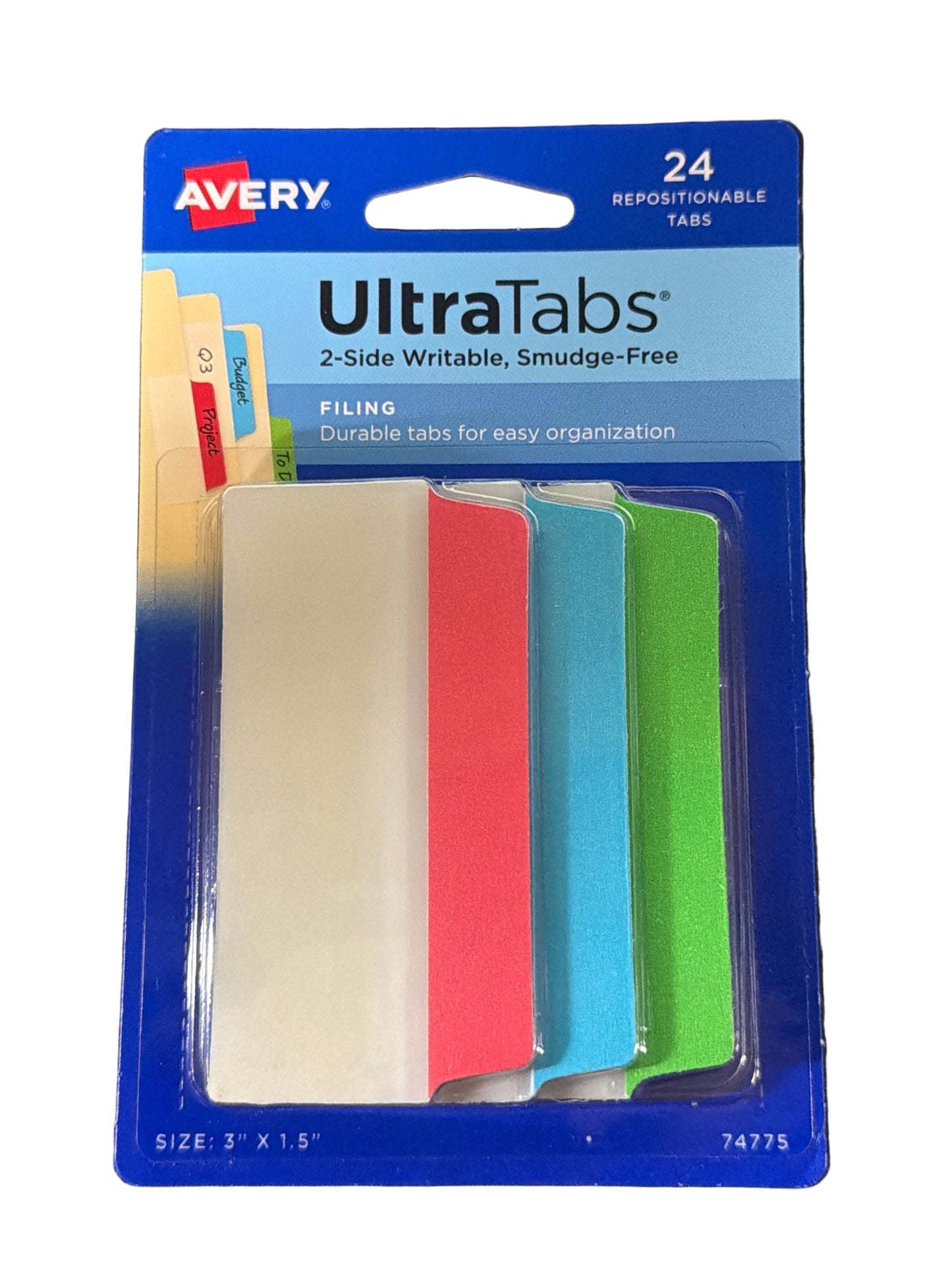 ULTRA TABS ASSORTED COLOR 3"X1.5" 24 2-SIDED TABS