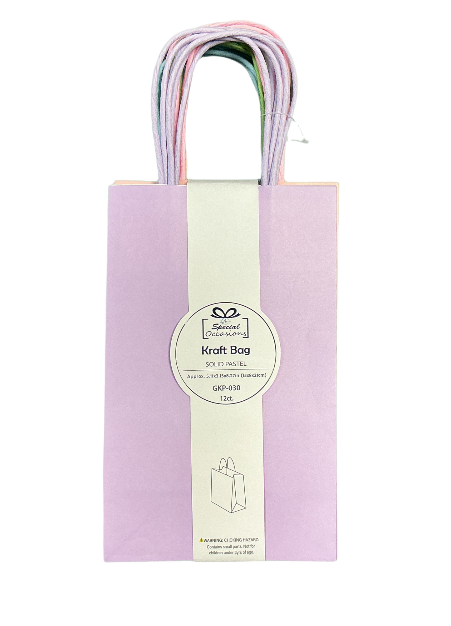 12 ct. Medium Kraft Bag- 4 Pastel Color (Light Pink, Light Purple, Mint, Light Blue)5.11x3.15x8.27in (13x8x21CM)