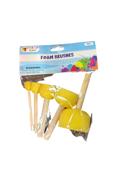 FOAM BRUSH WOOD HANDLE YELLOW 5PCS