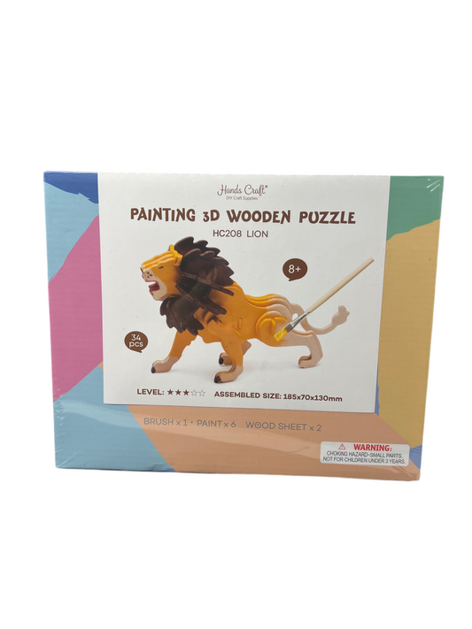 DIY 3D WOODEN PUZZLE WITH PAINT KIT: LION