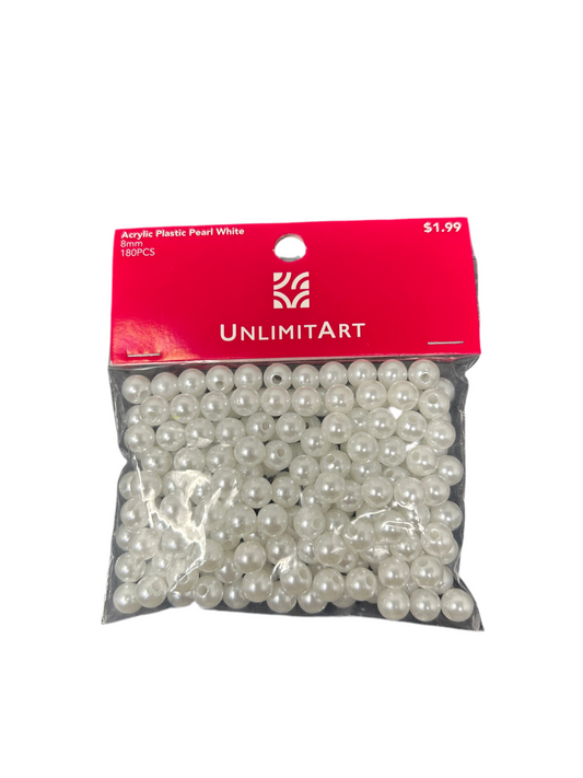 ACRYLIC PLASTIC PEARL WHITE 8MM