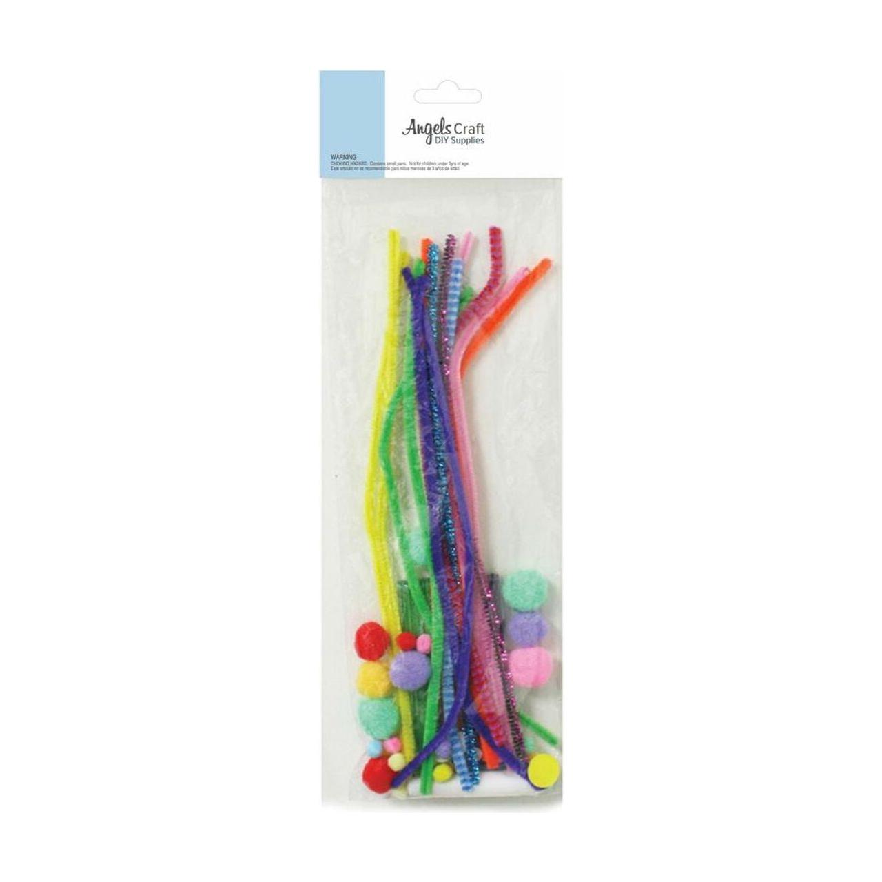 CHENILLE STEMS COTTON BALLS EYES & STICKS 57 PC