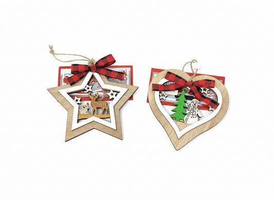 WOOD ORN W/BUFFALO BOW