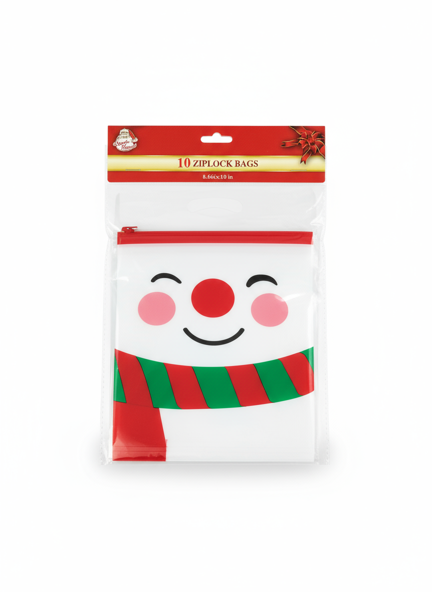 CHRISTMAS ZIP LOCK BAGS 10PC 2ASTD