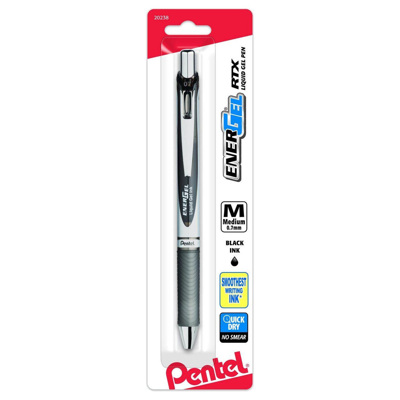 EnerGel RTX Retractable Liquid Gel Pen 0.7 mm Medium Black