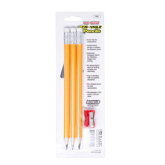 TRIANGULAR JUMBO PENCIL W/SHARPENER