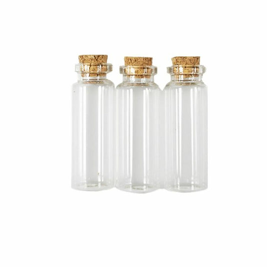 GLASS BOTTLES WITH CORK TOP 6 PC
