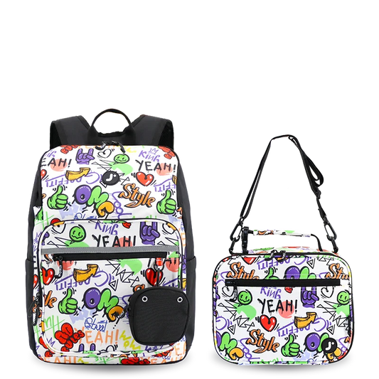 Junior Backpack With Lunch Box For School | Street Art