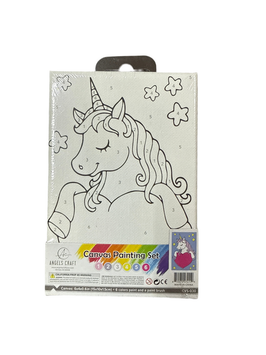 CANVAS PAINT SET - UNICORN 6 COLORS 1 BRUSH